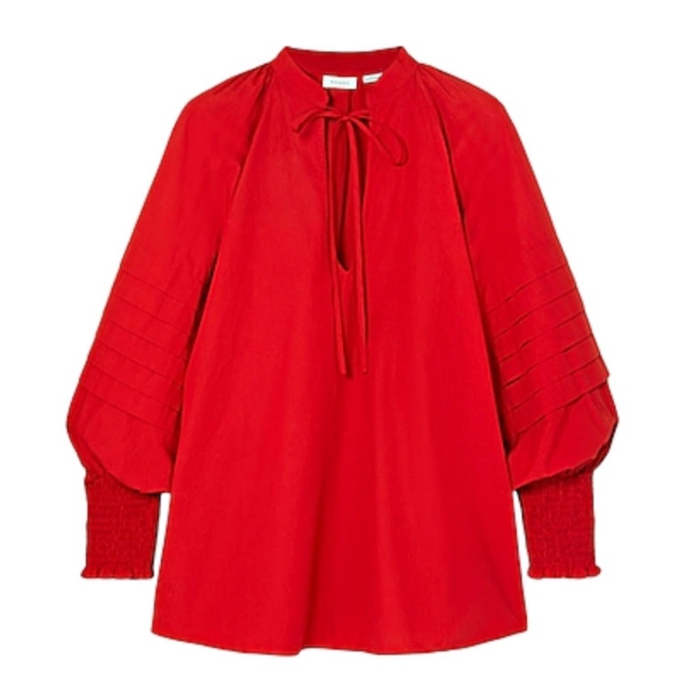 NWOT RHODE Pleated Red Cotton Blouse L